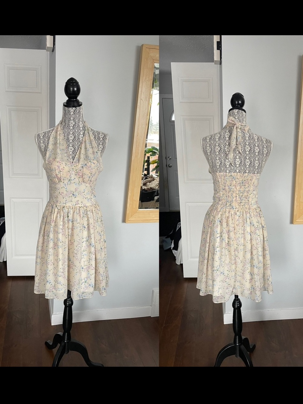 Pretty Cottagecore Prairie Coquette Feminine Halter Dress. Medium.